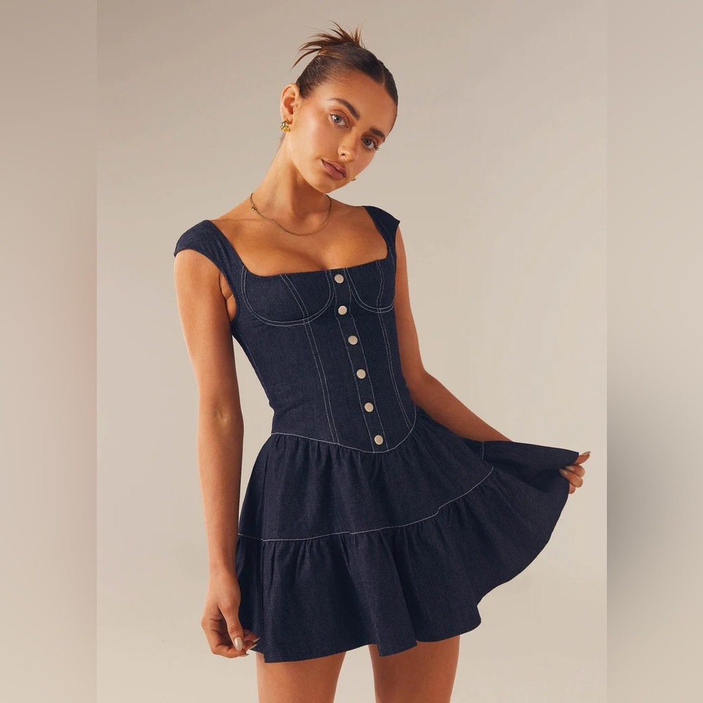 Peppermayo Isabella Denim Bustier Dress